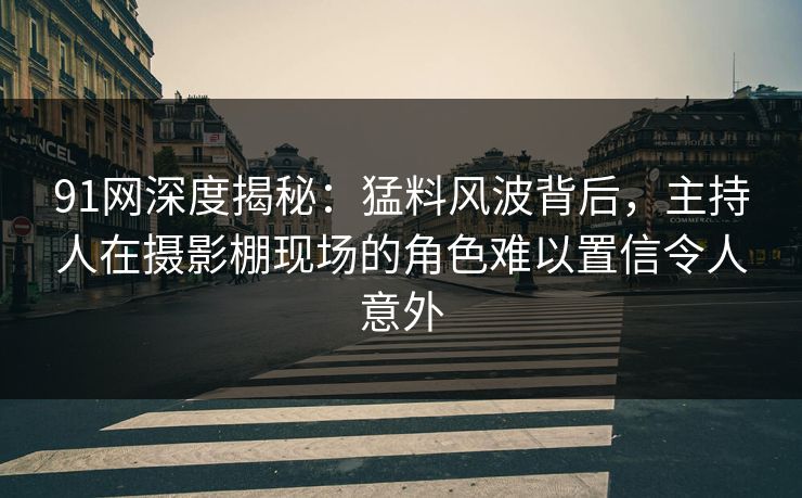 91网深度揭秘：猛料风波背后，主持人在摄影棚现场的角色难以置信令人意外