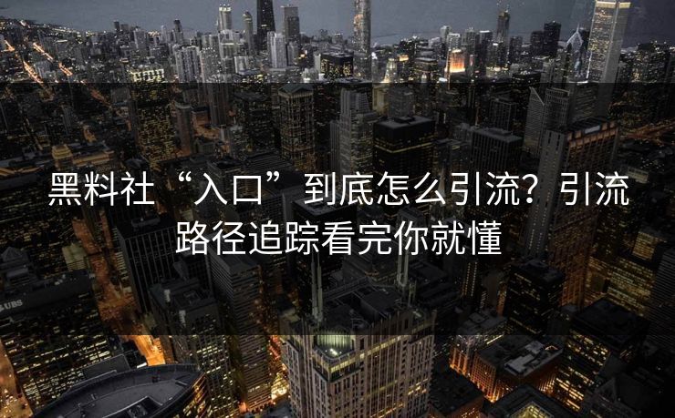 黑料社“入口”到底怎么引流？引流路径追踪看完你就懂